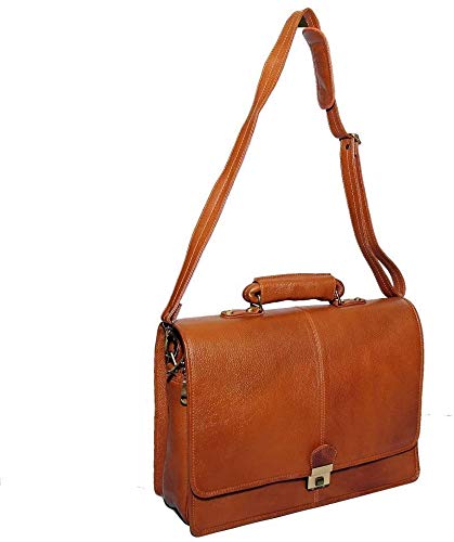 Leather Laptop Briefcase - Full Flap