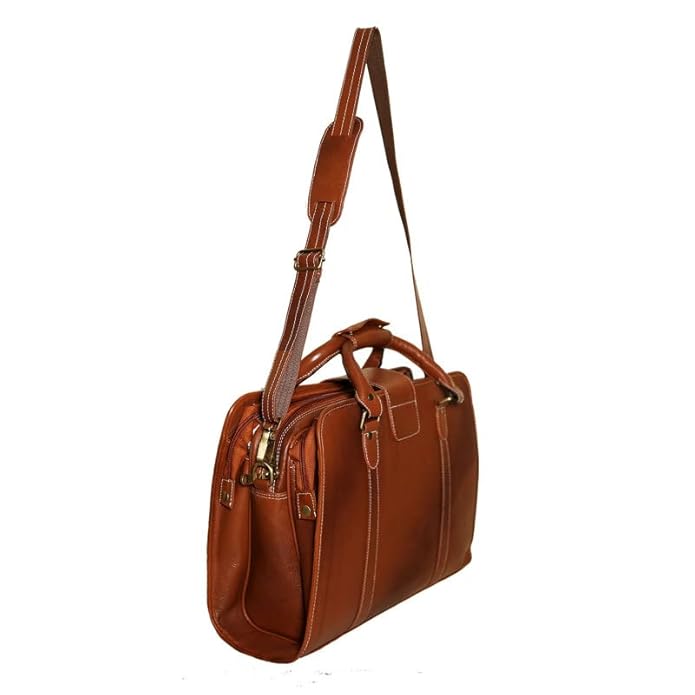 Leather Laptop Briefcase - Basket