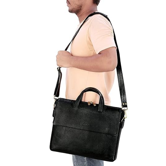 Leather Laptop Bag - Double Flap