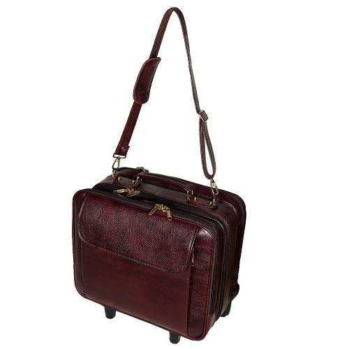 Leather Laptop Roller Trolley - Dual Roller