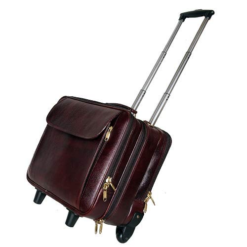 Leather Laptop Roller Trolley - Dual Roller