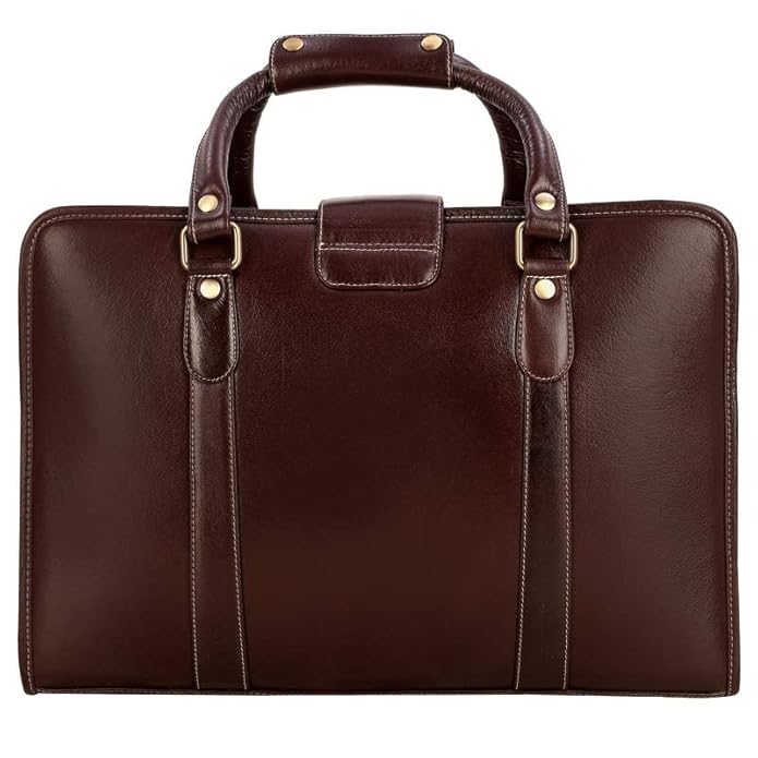 Leather Laptop Briefcase - Basket