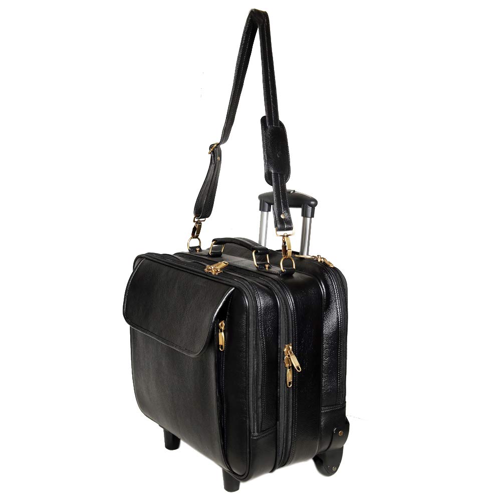 Leather Laptop Roller Trolley - Dual Roller