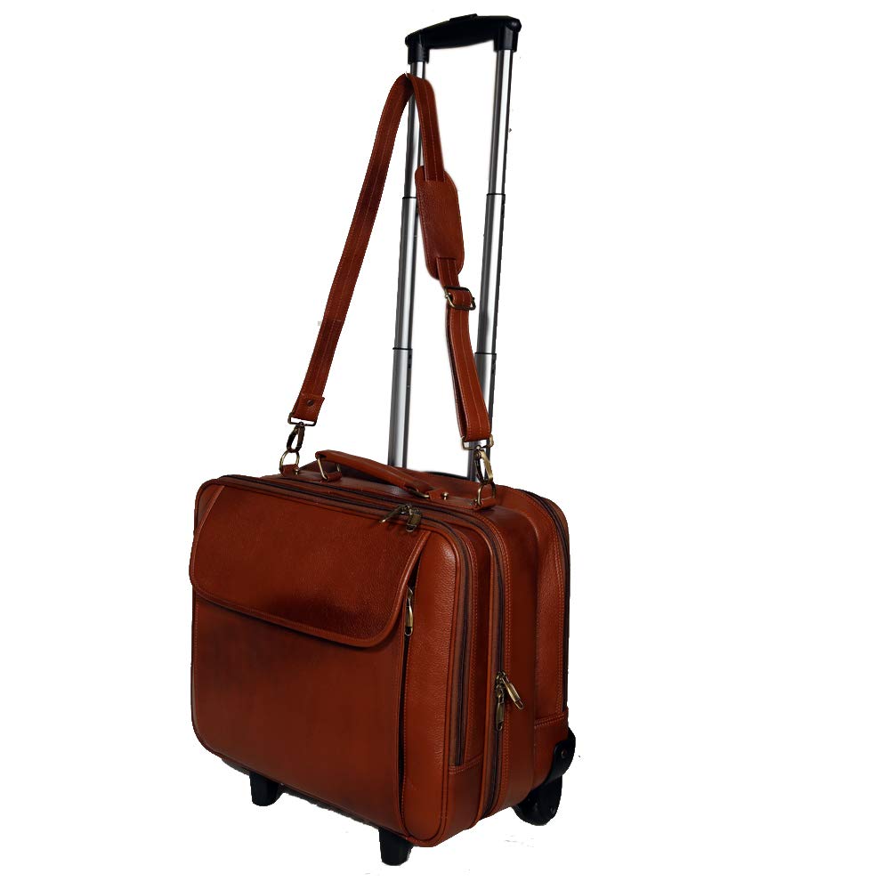 Leather Laptop Roller Trolley - Dual Roller