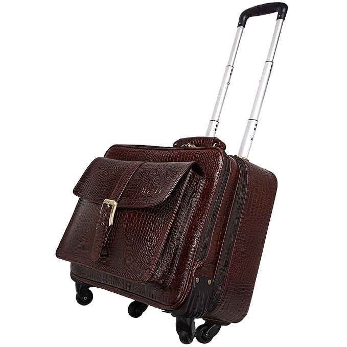 Leather Laptop Roller Trolley - The Retro