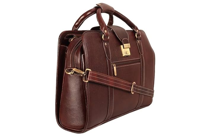 Leather Laptop Briefcase - Basket