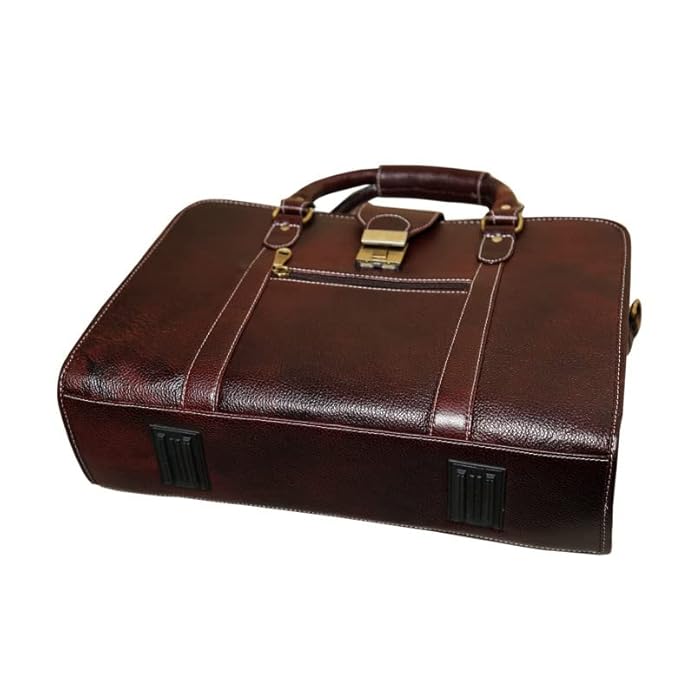 Leather Laptop Briefcase - Basket