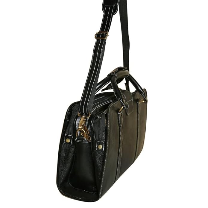 Leather Laptop Briefcase - Basket