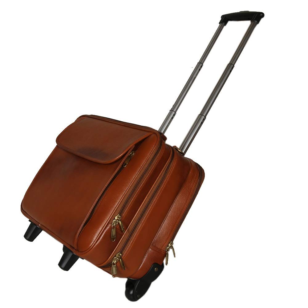 Leather Laptop Roller Trolley - Dual Roller