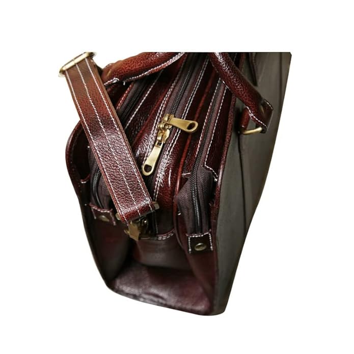 Leather Laptop Briefcase - Basket