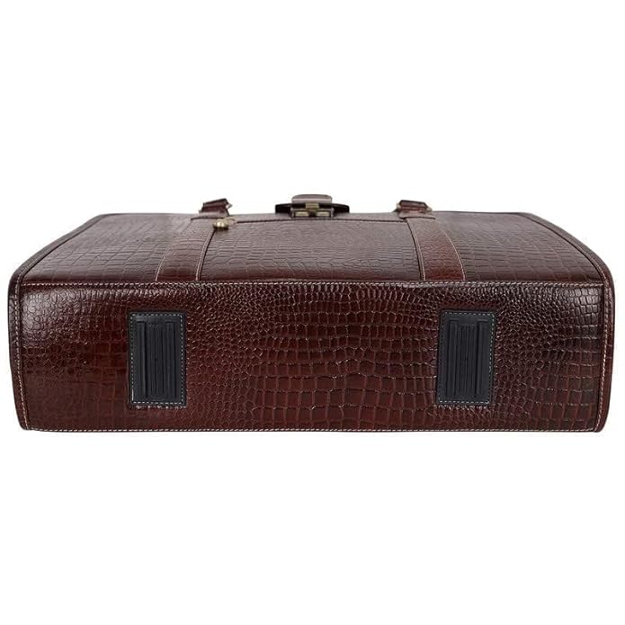 Leather Laptop Briefcase - Basket