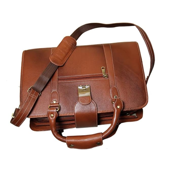 Leather Laptop Briefcase - Basket