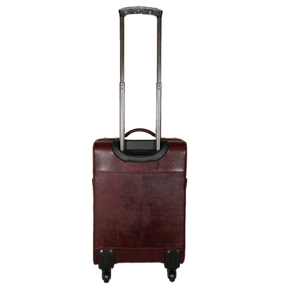 HAYAT Leather Accessories 46 Ltrs Brown Leather Cabin Trolley Bags for Men Luggage