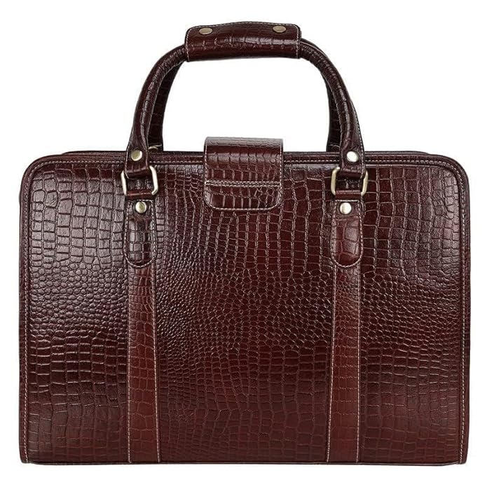 Leather Laptop Briefcase - Basket