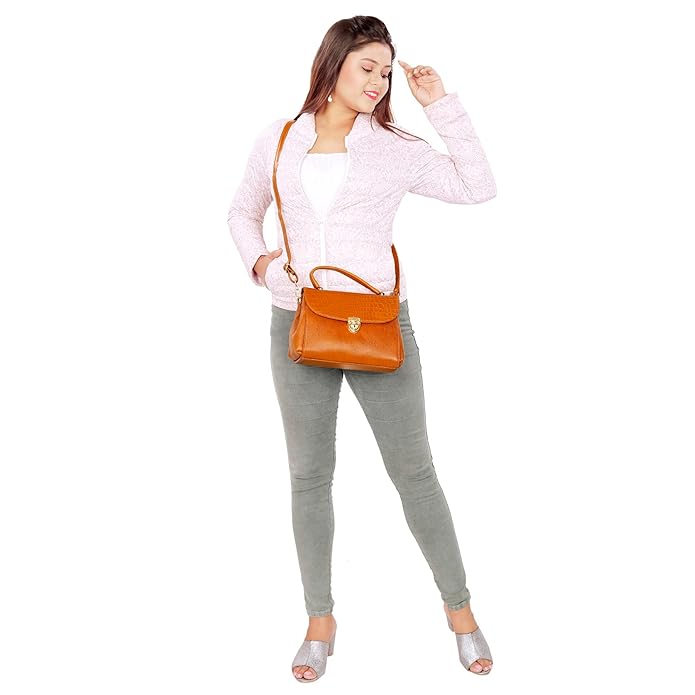 Compact Leather Handbag Bag - Push Lock