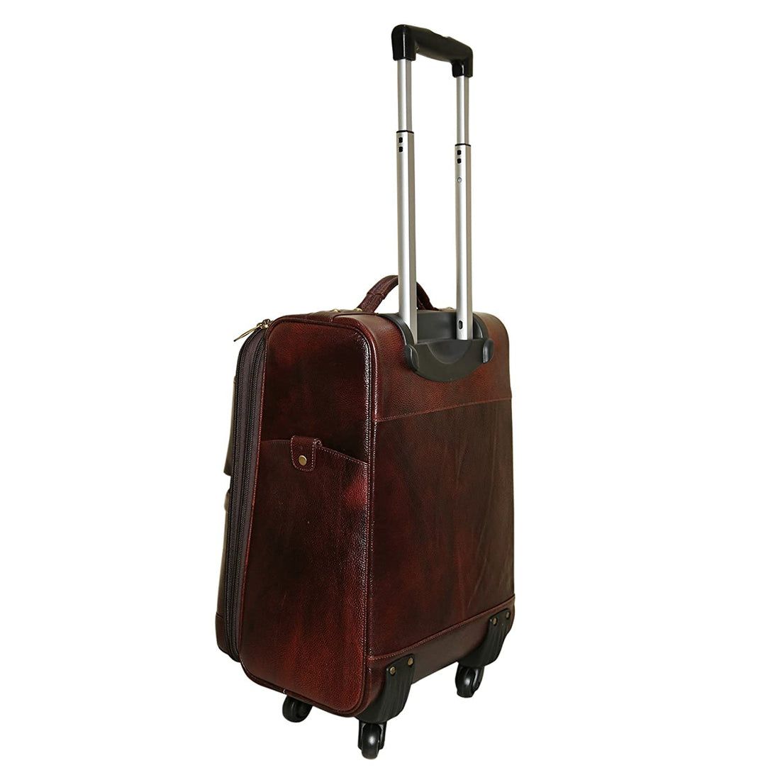 HAYAT Leather Accessories 46 Ltrs Brown Leather Cabin Trolley Bags for Men Luggage