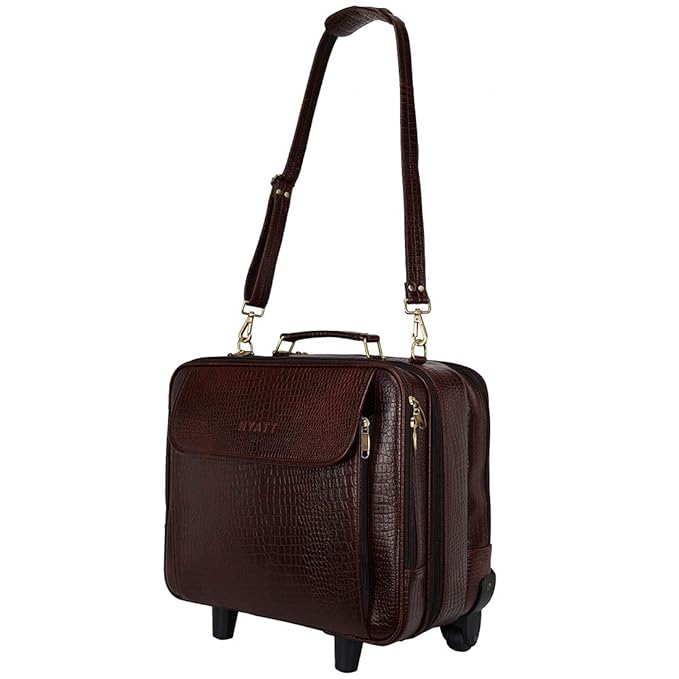 Leather Laptop Roller Trolley - Dual Roller