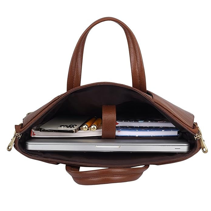 Leather Laptop Bag - Double Flap