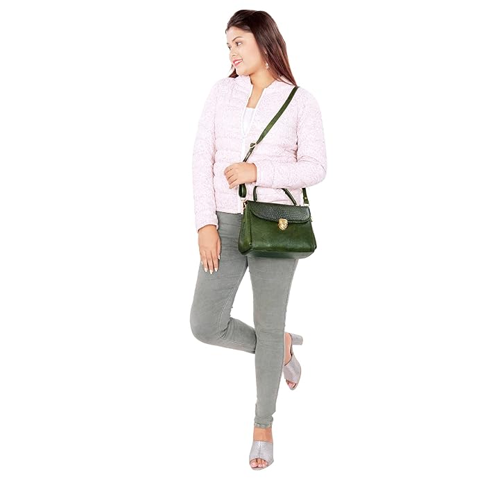 Compact Leather Handbag Bag - Push Lock