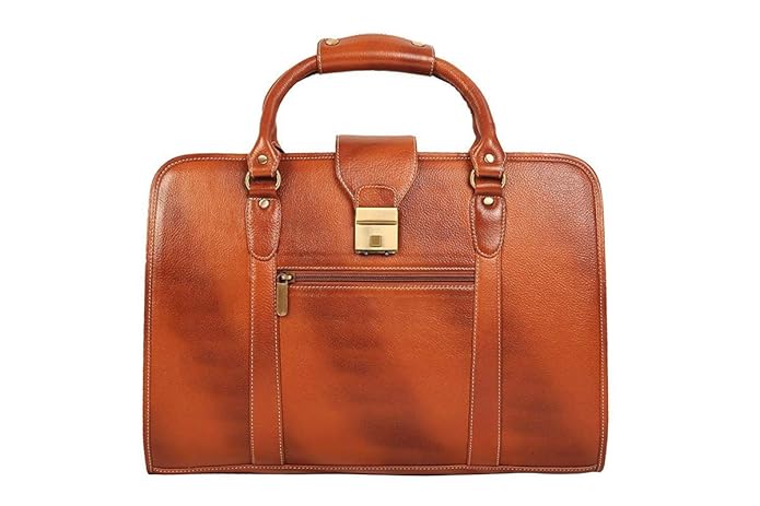 Leather Laptop Briefcase - Basket