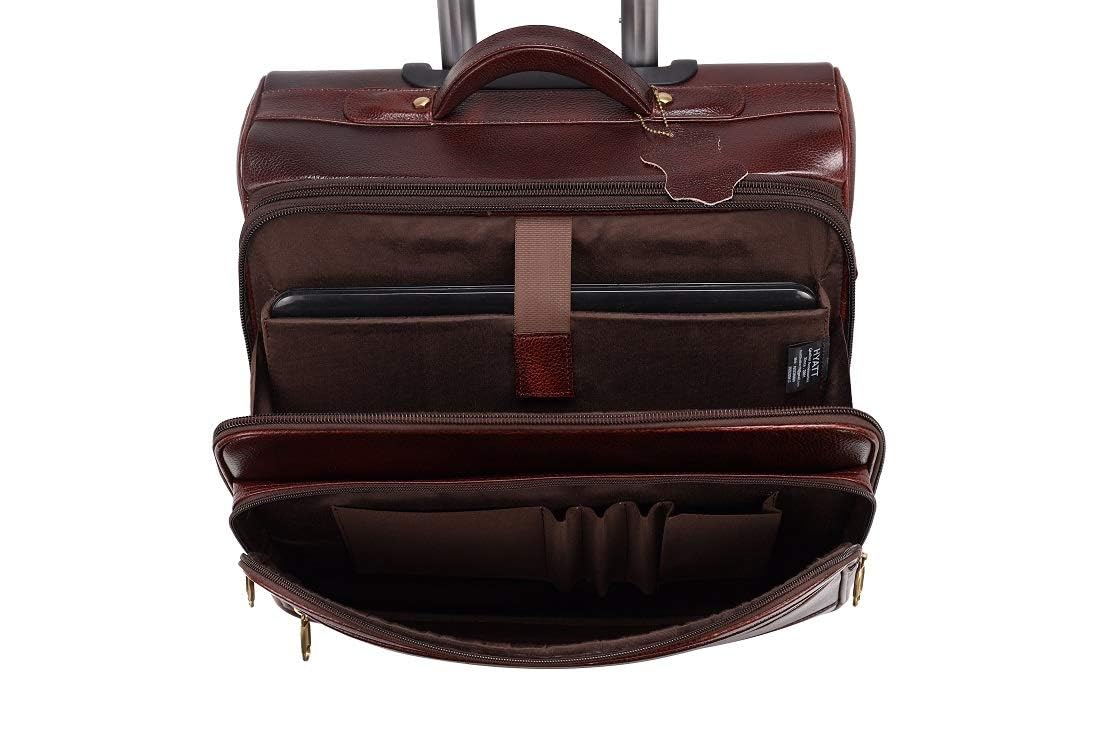 Leather Laptop Roller Trolley - The Ridgeway