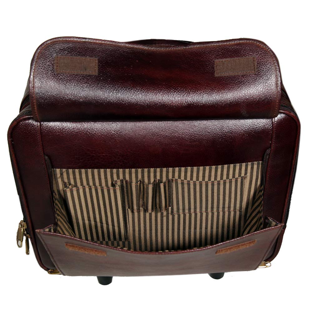 Leather Laptop Roller Trolley - Dual Roller