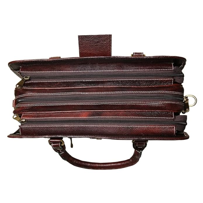 Leather Laptop Briefcase - Basket