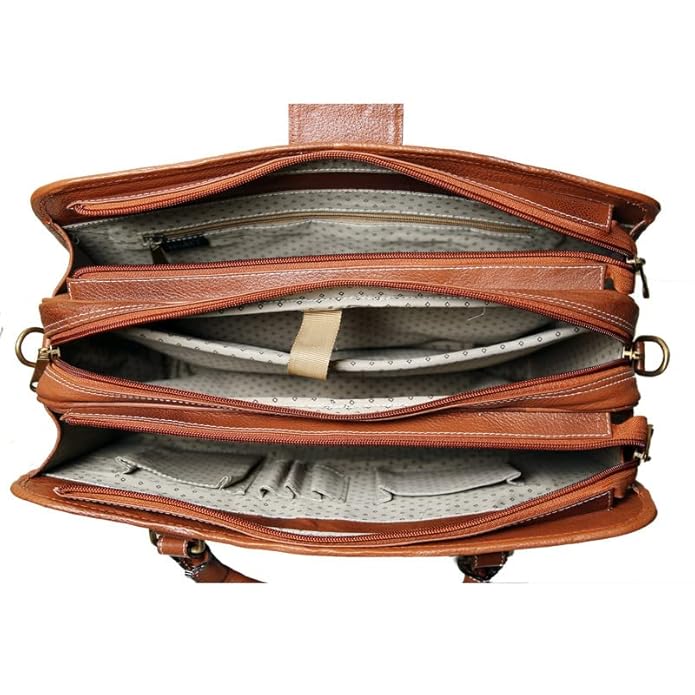 Leather Laptop Briefcase - Basket