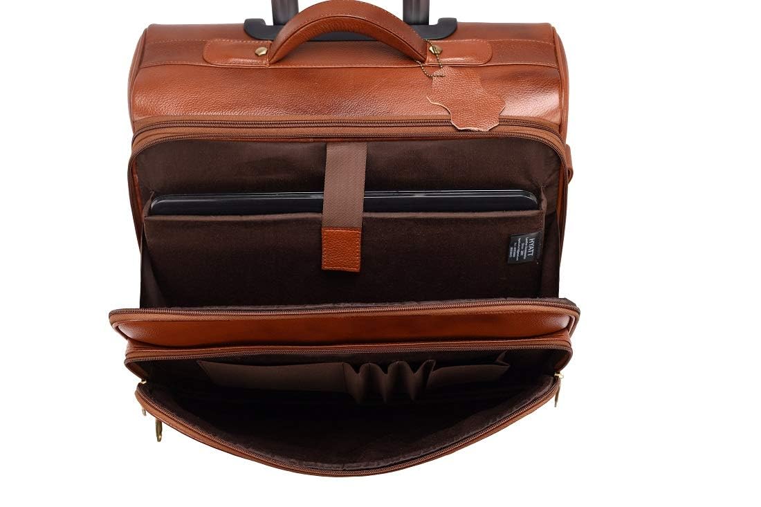 Leather Laptop Roller Trolley - The Ridgeway