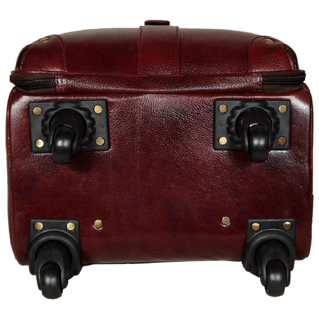 HAYAT Leather Accessories 46 Ltrs Brown Leather Cabin Trolley Bags for Men Luggage