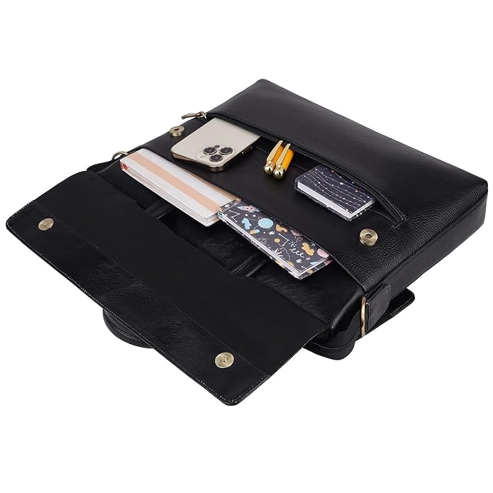 Leather Laptop Bag - Double Flap