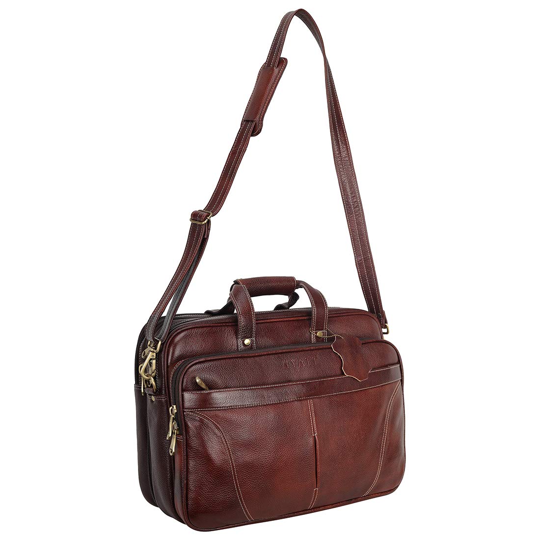 HAYAT 16 Inch Expandable Natural Leather Laptop Briefcase