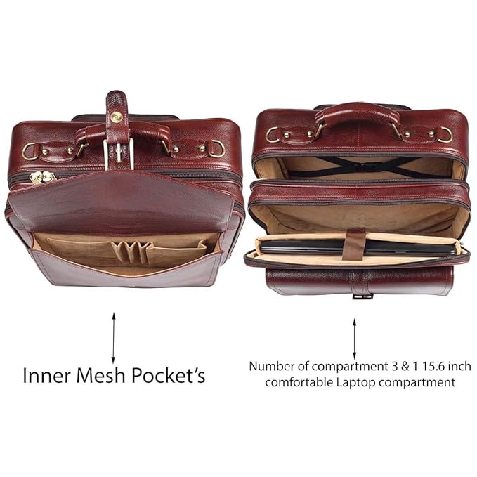 Leather Laptop Roller Trolley - The Retro