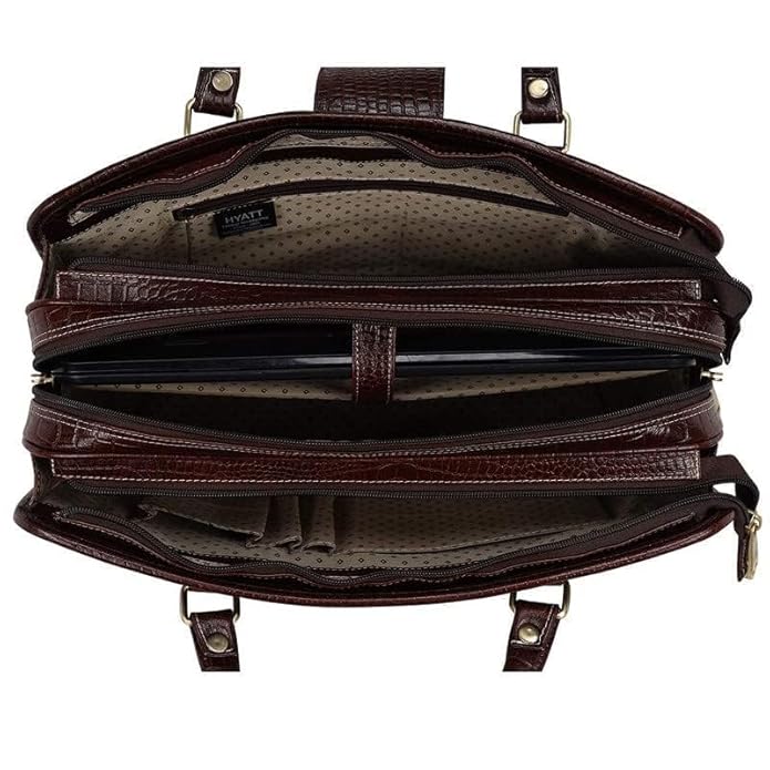 Leather Laptop Briefcase - Basket