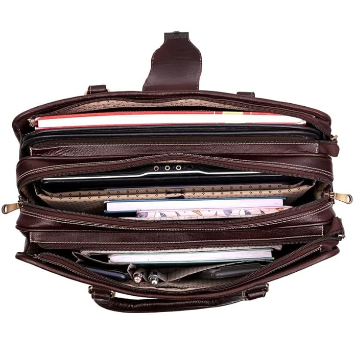 Leather Laptop Briefcase - Basket