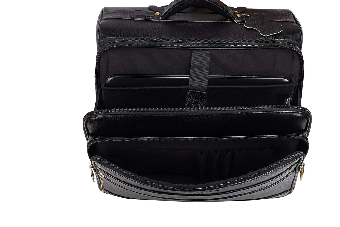 Leather Laptop Roller Trolley - The Ridgeway
