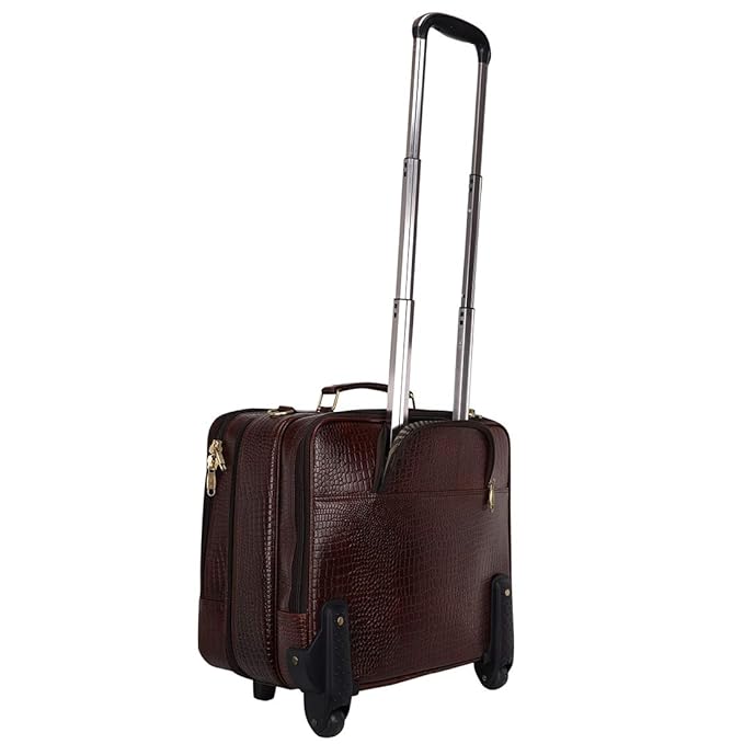 Leather Laptop Roller Trolley - Dual Roller