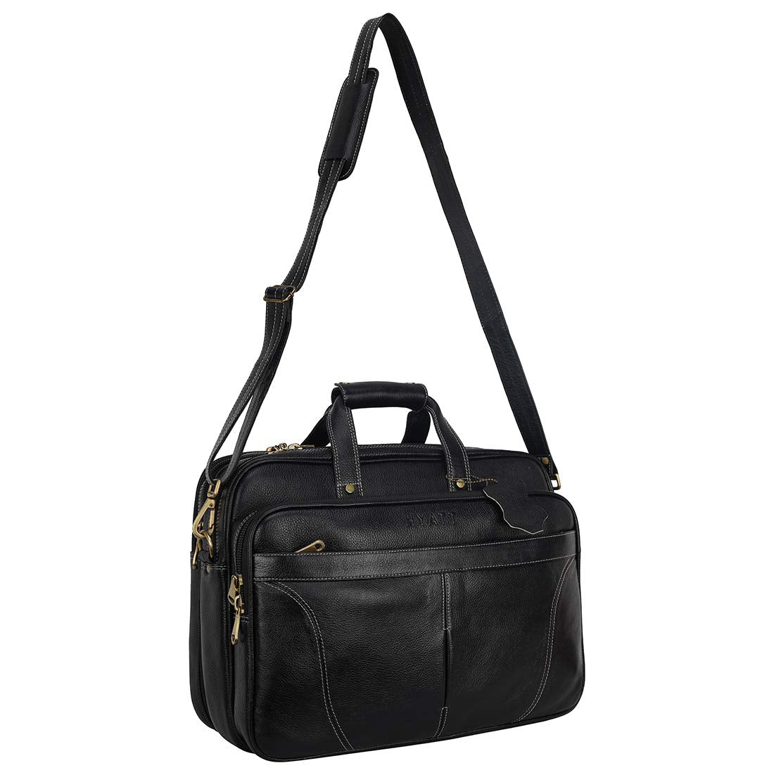 HAYAT 16 Inch Expandable Natural Leather Laptop Briefcase