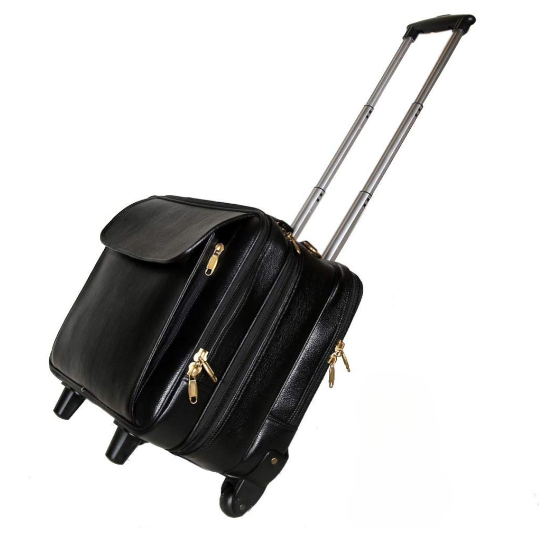 Leather Laptop Roller Trolley - Dual Roller