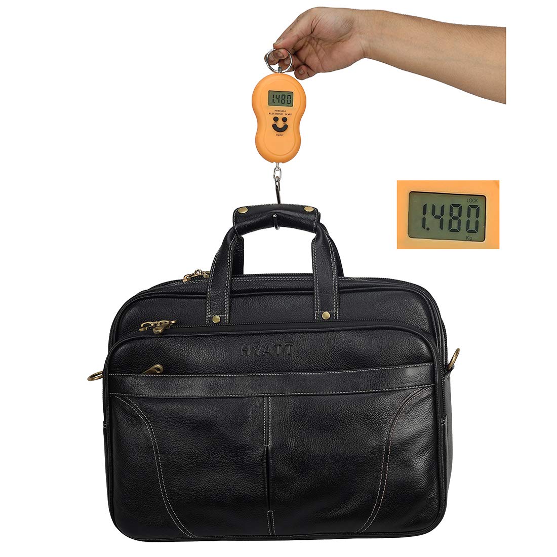 HAYAT 16 Inch Expandable Natural Leather Laptop Briefcase