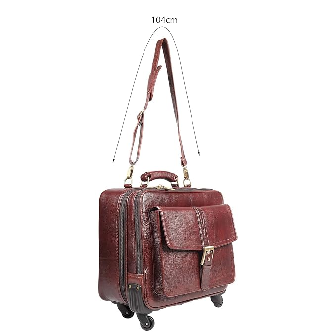 Leather Laptop Roller Trolley - The Retro