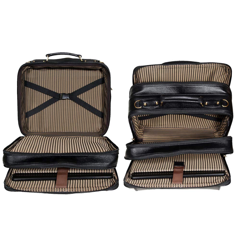 Leather Laptop Roller Trolley - Dual Roller