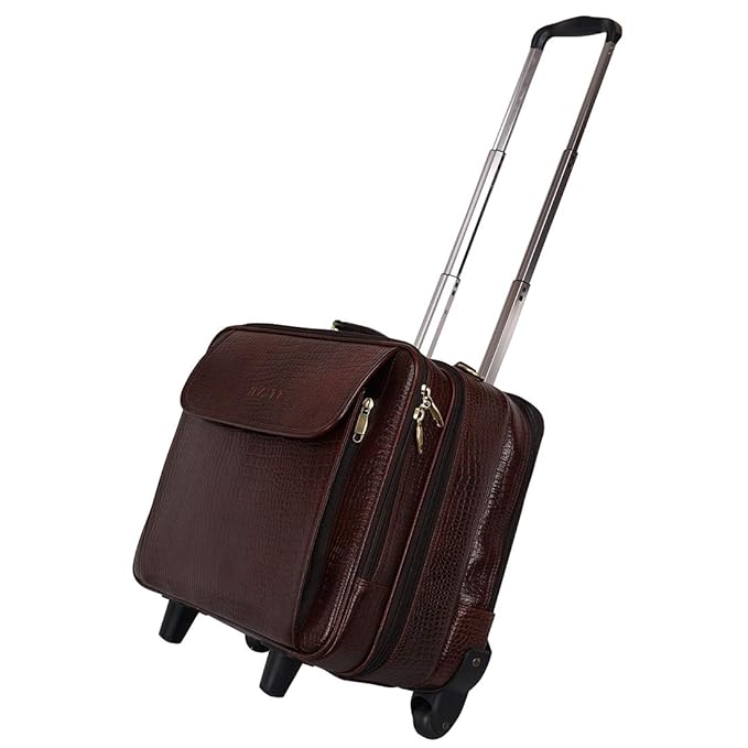 Leather Laptop Roller Trolley - Dual Roller