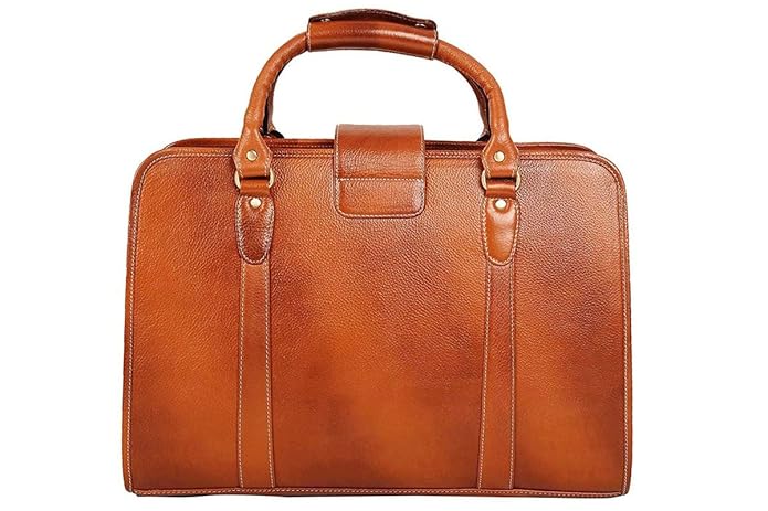 Leather Laptop Briefcase - Basket
