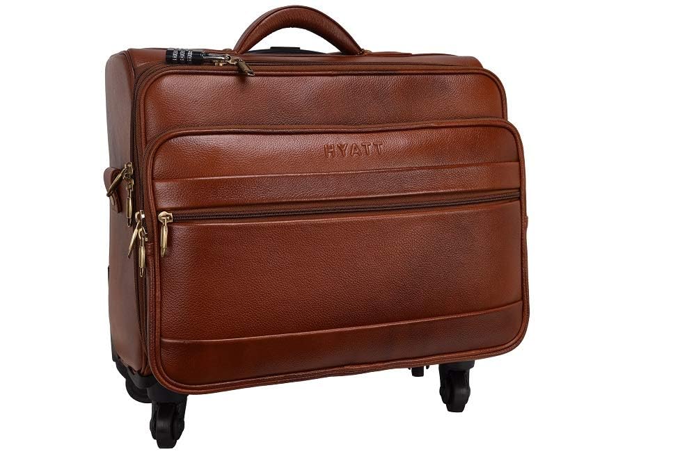 Leather Laptop Roller Trolley - The Ridgeway