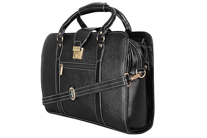 Leather Laptop Briefcase - Basket
