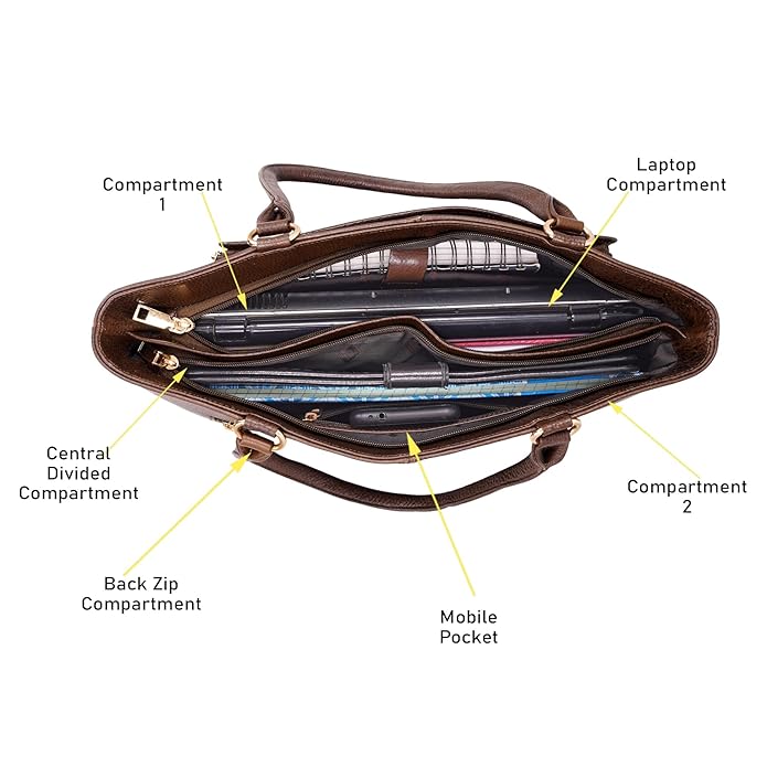 Leather Laptop Tote Bag - THE ORGANIZER