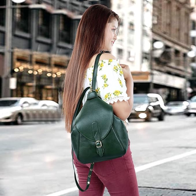 Women's Leather Backpack - 2 in 1
