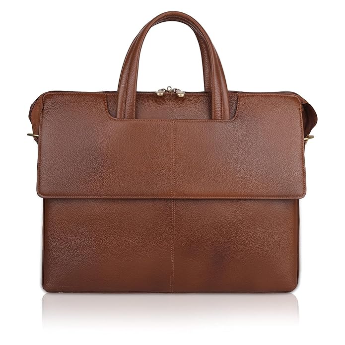 Leather Laptop Bag - Double Flap