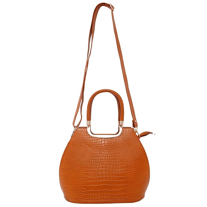 Croco Leather Handbag - BUCKET